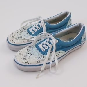 Vans Star Embroidery Print Teal Lace Up Sneakers 8